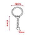Anneau de clé 30mm en acier inoxydable argenté avec chaîne et anneau de 8mm - Anneau Plat 30mm + Chaîne Torsadée