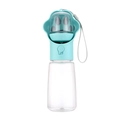 Portable pet water bottle in sky blue with transparent food-grade plastic body - Cat Paw-550ml Water + 100g Food / Blue
