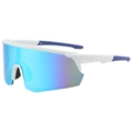 Weiße Radsport-Sonnenbrille mit blau verspiegelten Gläsern für Outdoor-Sportarten - Weißer Rahmen Blaue Linse