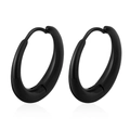 Aros minimalistas de acero inoxidable negro mate para mujer sobre un fondo blanco puro - Oro de 18K / Negro