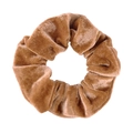 Minimalist brown velvet scrunchie with soft plush texture for elegant hair styling - Bronze