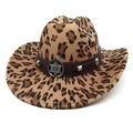 Cappello da cowboy classico maculato con fascia in pelle borchiata e distintivo - M (56-58cm) / Stampa leopardata