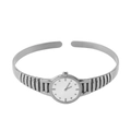 Orologio a bracciale aperto argento con texture vintage e quadrante rotondo - Color Acciaio