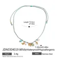 Collana a corda intrecciata azzurra con ciondoli vari in acciaio inossidabile placcato oro - Corda Intrecciata Blu Farfalla Cuore (JDN0304019)