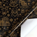 Carta da regalo natalizia nera con motivi dorati di Babbo Natale e renne natalizie - Babbo Natale Nero e Oro