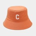 Detail of orange bucket hat featuring white embroidered letter C and reinforced stitching - M (56-58cm) / Orange