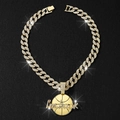 Cadena cubana dorada con colgante de baloncesto brillante I'm back para hombre - Colgante dorado con cadena cubana de 18 pulgadas