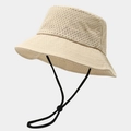 Unisex quick-dry sun hat with laser-cut breathability and adjustable windproof strap - M (56-58cm) / Khaki