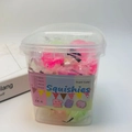 Luminous squishy toy set in clear handle bucket featuring assorted colorful animals - Large Bucket Pack