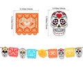 Dag van de Doden slinger met schedels en bloemen voor Halloween feest decoratie - Dia De Muertos Slinger