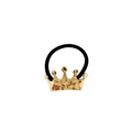 Golden crown hair tie with high-elastic black cord and shiny polished alloy finish - Crown 5cm / Gold