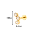 Gold star-shaped zircon ear stud with dimensions of 0.93cm x 0.45cm in a curved design - Gold Triple Stars (2622-5# Gold)