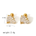 Detailweergave van gouden druppeloorbellen met afmetingen 8,8mm x 11,1mm en 2,4g gewicht - Gouden Dubbele Waterdruppel Oorknopjes (TE6534-WT)
