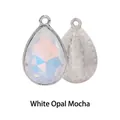 Waterdrop white opal mocha pendant with silver floral textured back for DIY jewelry making - White Opal Mocha