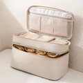 Portable beige travel lingerie organizer with multi-layer storage and smooth zippers - Beige