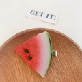 Cute realistic watermelon slice hair clip with red pulp and green rind in resin - Watermelon