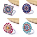 DIY diamond painting folding compact mirrors featuring colorful mandala patterns in four shapes - Ethnic Mandala - Single