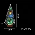 Detailed 30cm mini snowy Christmas tree with LED lights and a natural wood base - 30CM Christmas Tree with Colored Lights