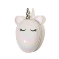 Portable unicorn hairbrush in pearlescent white finish with elegant silver horn detail - Unicorn / AB White