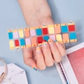 Rainbow gradient nail stickers with heart patterns, variant model SS-051 for DIY manicure - Rainbow Heart Gradient Style (SS-051)
