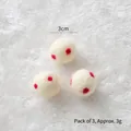 Bolas de fieltro de lana blanca con puntos rojos de 3cm para decorar árboles de Navidad - Lunares Blancos