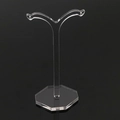 Clear acrylic Y-shaped earring display stand with a stable hexagonal base - Large Height 10.5cm