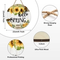 Rustikales 22cm Holz-Türschild hello SPRING mit Sonnenblumen und Schmetterlingen - Frühlingssonnenblumen-Stil (Stil A)