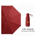 Mini wine red five-fold umbrella with 8-rib structure and UPF 50 plus sun protection - Wine Red (Plain Large)