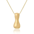 Macro shot of polished gold-plated water drop pendant and fine square chain detail - I (D1013)