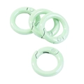 Mint green round spring ring clasps for DIY jewelry making and keychains in a pack of four - Plated Cyan