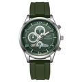 Orologio al quarzo da uomo con cinturino in silicone verde e quadrante cronografo strutturato - Verde Cassa Argento