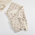 Beige soft cotton gauze baby swaddle blanket with brown rainbow print and drawstring closure - 90*90cm / Brown Rainbow