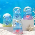 Luminous narwhal crystal ball ornaments with colorful wave bases in blue and pink - 25-45-19# (lights + Snowflakes)