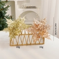 Sparkly artificial Christmas flower decorations in gold and rose gold for festive home decor - Bronze + Gold (Set of 2)