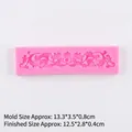 Pink silicone fondant mold with vintage floral vine vine patterns for cake borders - Style 1 Scrollwork / Pink