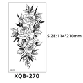 Temporary full arm tattoo sticker with black and white peony flower design XQB-270 - Peony Leaves Line Art (XQB-270)
