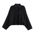 Dettaglio del bomber nero effetto scamosciato con bottoni dorati e orlo elastico piatto - XS / Nero