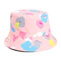 Pink tie-dye reversible bucket hat with colorful graffiti leaf pattern for sun protection - M (56-58cm) / Graffiti Pink