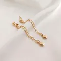 14K gold filled heart charm extension chain with lobster clasp for DIY jewelry - 14K Gold Plated 3D Heart