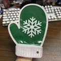 Kerstcadeauzakje in handschoenvorm, groen met decoratieve sneeuwvlokpatronen - Gloves / 15x20cm (100 Stuks/Verpakking)