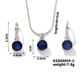 Silver jewelry set with blue round crystals and dimension markings for sizing - Dark Blue/Silver