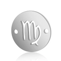 Silver stainless steel Virgo zodiac charm connector with two holes for DIY jewelry making - 5 Pcs/Pack / Steel-Virgo