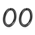 Schwarze Edelstahl-Ohrclips im Hip-Hop-Stil mit glatter, metallischer Oberfläche - 16mm / Schwarz