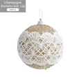 Pallina di Natale glitter champagne 8cm con motivo in pizzo bianco e gancio argento - Diametro 8cm/11g / Champagne