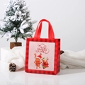 Weihnachts-Geschenktüte aus Vlies mit rotem Karomuster und Rentier-Illustration - Groß / Rot Schwarzes Karomuster Rentier (5002-2)