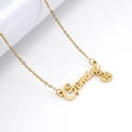 Golden Gemini zodiac necklace with script name pendant and Roman numeral II disc - Gemini