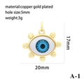 18K gold plated evil eye resin pendant for DIY jewelry making 20x17mm charms - Gold Eye Frame Blue White Pendant Only (A-1)