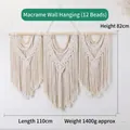 Bohemian hand-woven macrame wall hanging with three V-shaped cotton rope patterns - Twelve Buddha Beads Decor