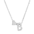 Silver O-chain necklace featuring a polished heart and letter B pendant for women - Letter B (10044)
