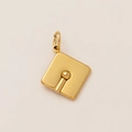 Detail of 18K gold plated graduation cap pendant charm in polished stainless steel - Hat